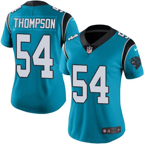 Nike Panthers #54 Shaq Thompson Blue Women's Stitched NFL Limited Rush Jersey - Click Image to Close
